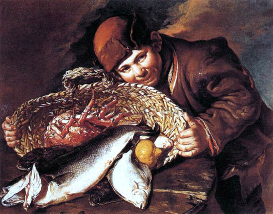  Giacomo Ceruti Boy with a Basket of Fish - Canvas Print