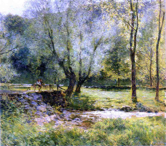  Willard Leroy Metcalf Boys Fishing - Canvas Print