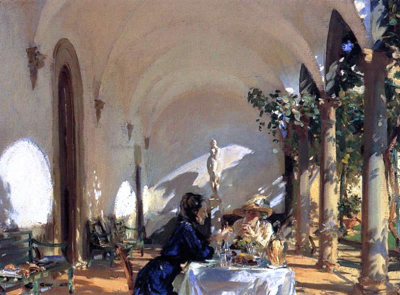  John Singer Sargent Breakfast in the Loggia - Canvas Print