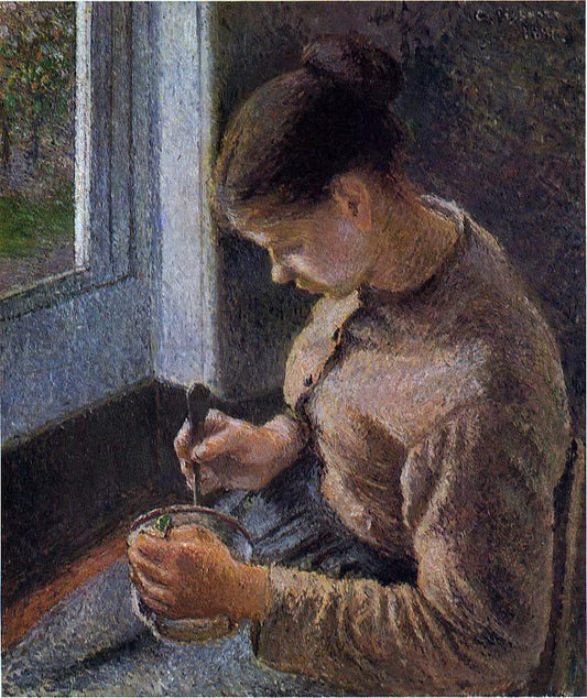  Camille Pissarro Breakfast, Young Peasant Woman Taking Her Coffee - Canvas Print