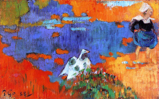  Paul Gauguin Breton Woman and Goose by the Water - Canvas Print
