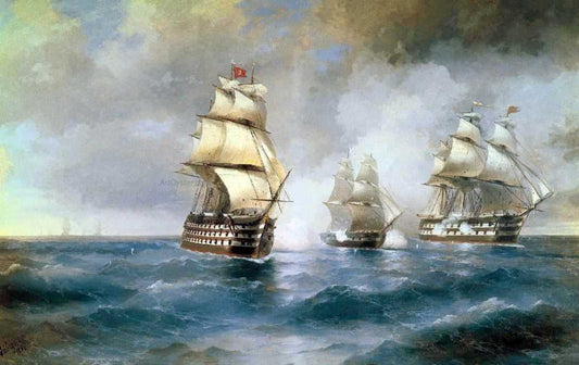 Ivan Constantinovich Aivazovsky Brig Mercury Attacked of Two Turkish Battleships - Canvas Print