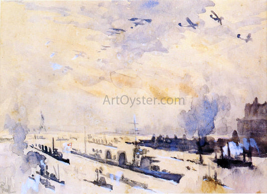  Joseph Pennell Bringing Home the Heroes After the Zeppelin Explosion - Canvas Print