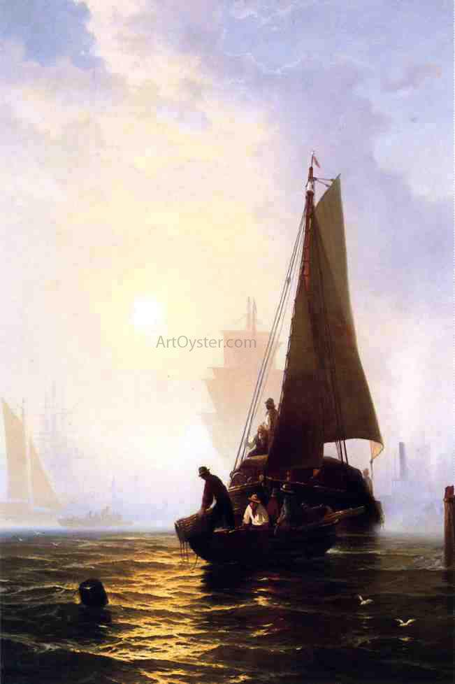  Edward Moran Bringing in the Catch - Canvas Print