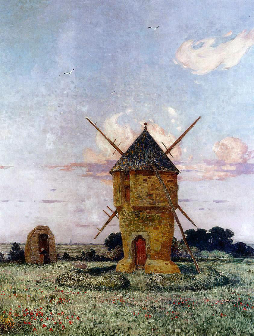  Ferdinand Du Puigaudeau Brittany near Pulis (also known as Windmill near Guerande) - Canvas Print