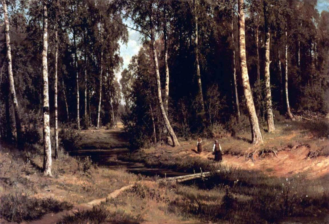  Ivan Ivanovich Shishkin Brook in a birch grove - Canvas Print