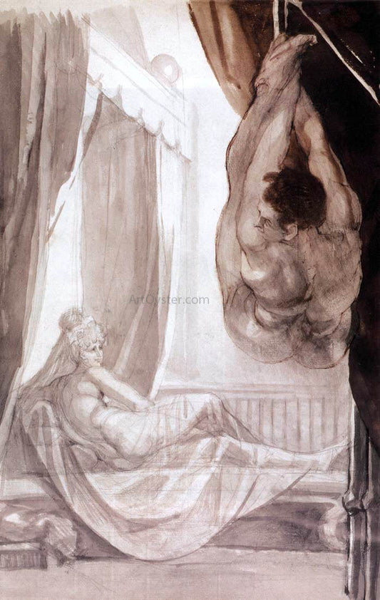  John Henry Fuseli Brunhilde Observing Gunther, Whom She  Has Tied to the Ceiling - Canvas Print