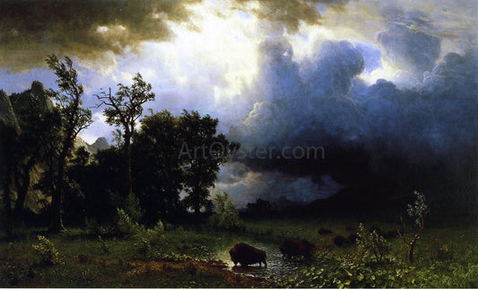  Albert Bierstadt Buffalo Trail: the Impending Storm (also known as The Last of the Buffalo) - Canvas Print