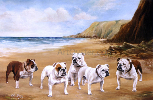  Reuben Ward Binks Bulldogs on the Beach - Canvas Print