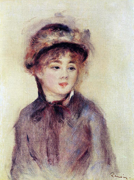  Pierre Auguste Renoir Bust of a Woman Wearing a Hat - Canvas Print