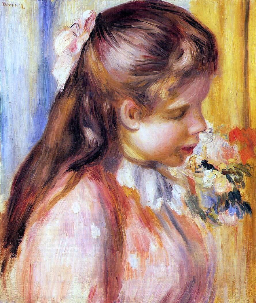  Pierre Auguste Renoir Bust of a Young Girl - Canvas Print