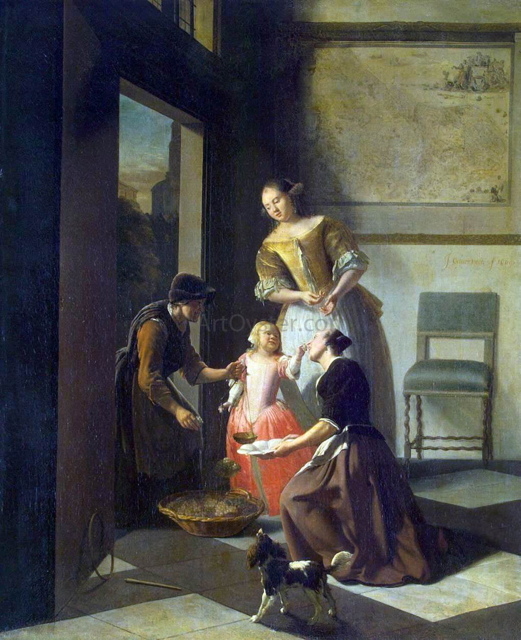  Jacob Ochtervelt Buying Grapes - Canvas Print