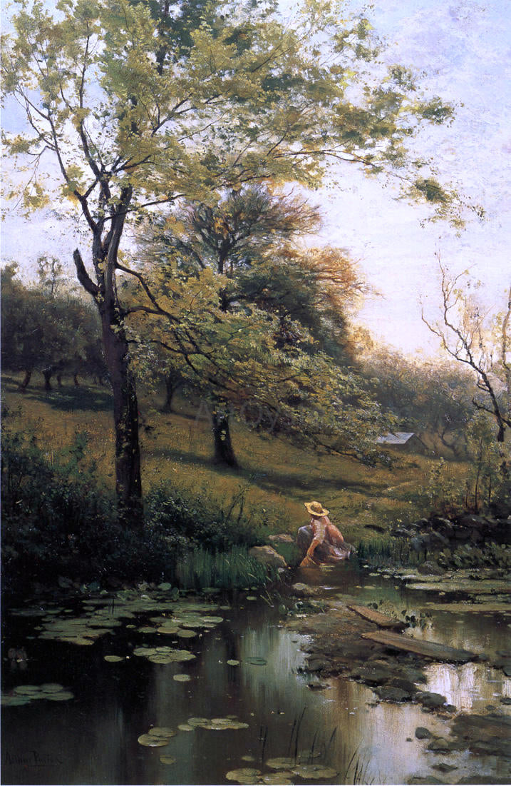  Arthur Parton By the Lily Pond - Canvas Print