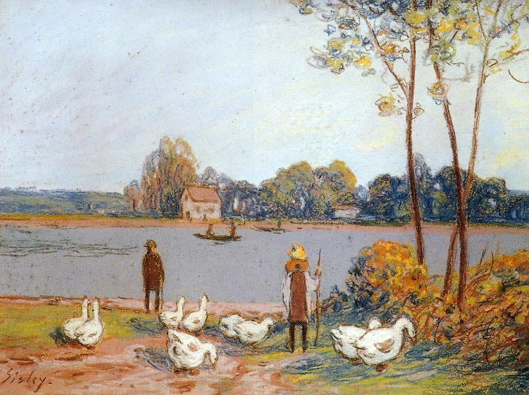  Alfred Sisley By the River Loing - Canvas Print