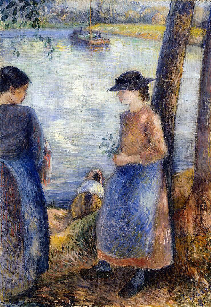  Camille Pissarro By the Water - Canvas Print