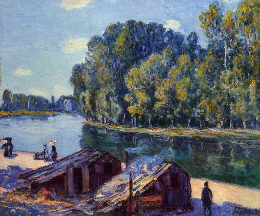 Alfred Sisley Cabins along the Loing Canal, Sunlight Effect - Canvas Print