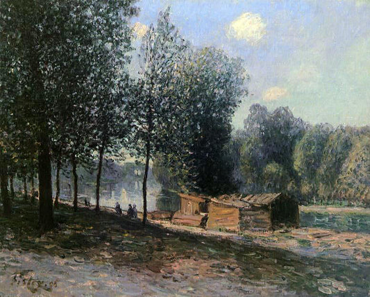  Alfred Sisley Cabins by the River Loing, Morning - Canvas Print