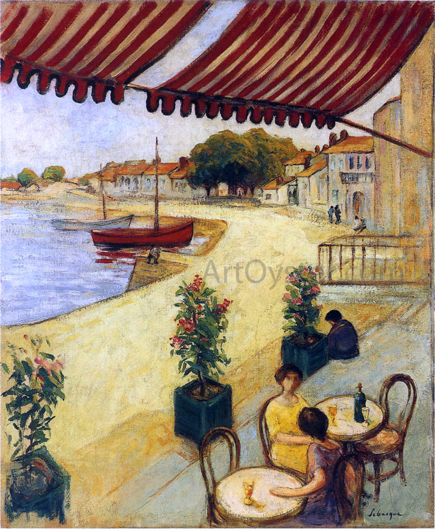  Henri Lebasque Cafe sur la Port - Canvas Print