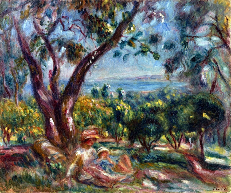  Pierre Auguste Renoir Cagnes Landscape with Woman and Child - Canvas Print