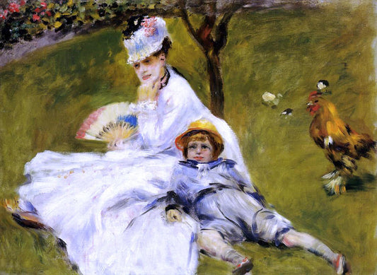  Pierre Auguste Renoir Camille Monet and Her Son Jean in the Garden at Argenteuil - Canvas Print