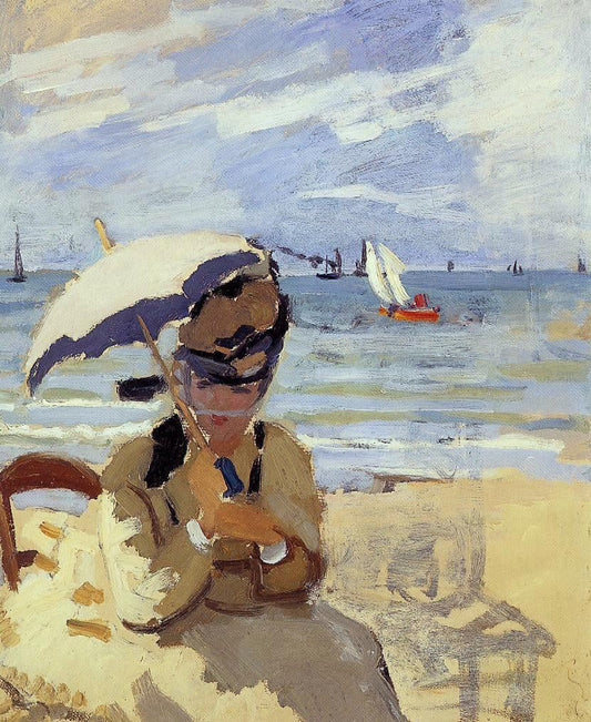  Claude Oscar Monet Camille Sitting on the Beach at Trouville - Canvas Print