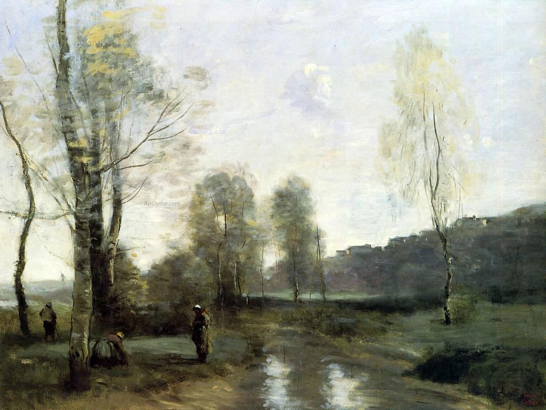  Jean-Baptiste-Camille Corot Canal in Picardi - Canvas Print