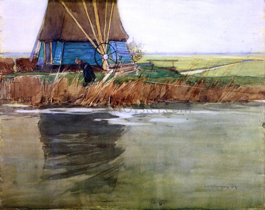  Charles H Woodbury Canal Scene, Holland - Canvas Print