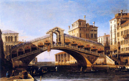  Canaletto Capriccio of the Rialto Bridge with the Lagoon Beyond - Canvas Print