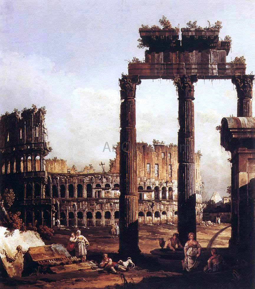  Bernardo Bellotto Capriccio with the Colosseum - Canvas Print