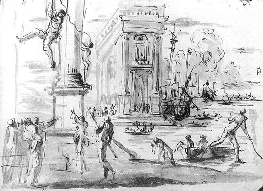  Agostino Tassi Capriccio with the Palazzo dei Conservatori - Canvas Print