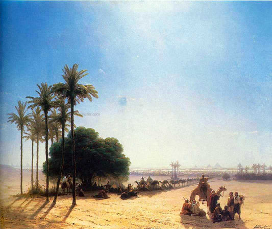  Ivan Constantinovich Aivazovsky Caravan in Oasis, Egypt - Canvas Print