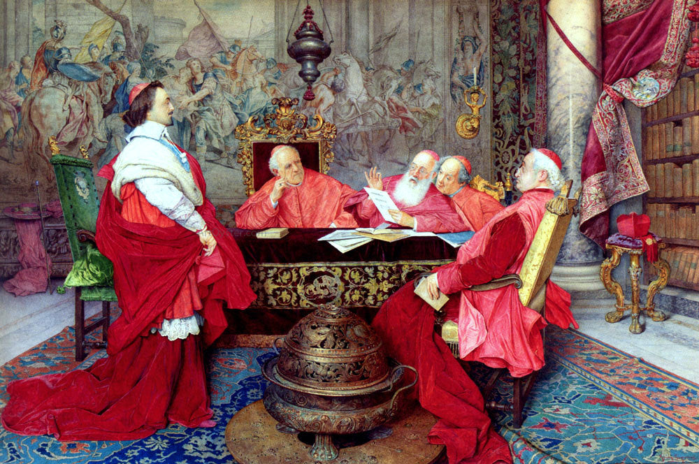  Guiseppe Signorini Cardinal Richelieu and His Council - Canvas Print