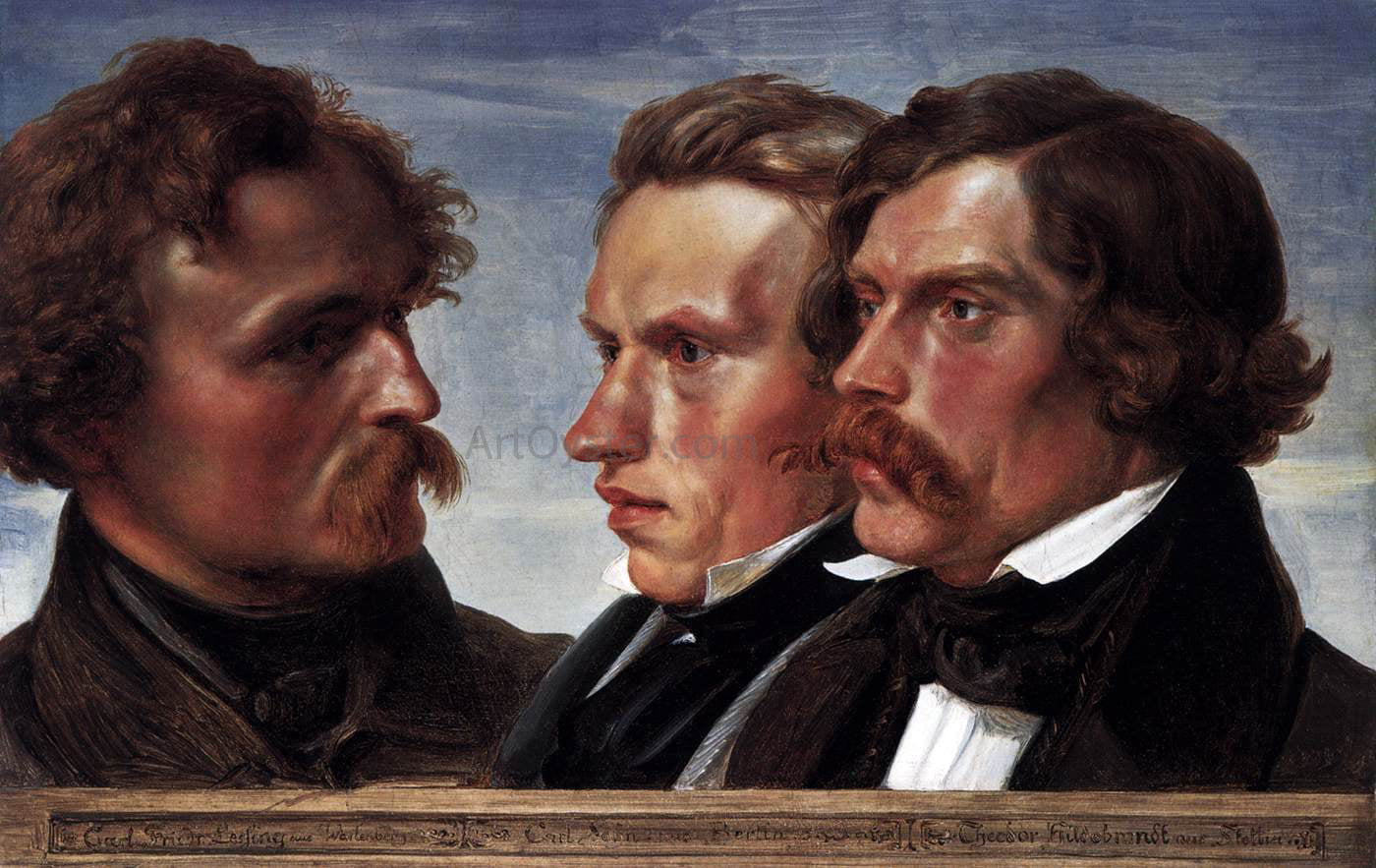  Julius Hubner Carl Friedrich Lessing, Carl Sohn, and Theodor Hildebrandt - Canvas Print