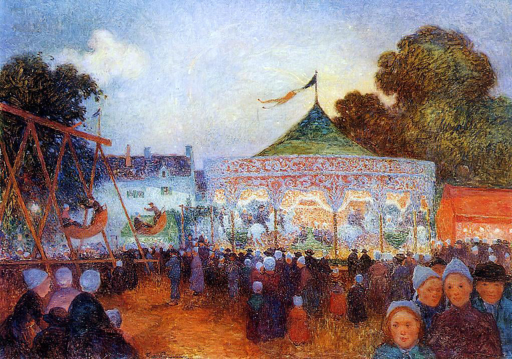  Ferdinand Du Puigaudeau Carousel at Night at the Fair - Canvas Print