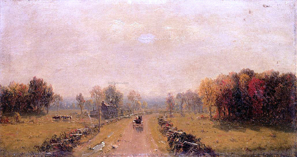  Sanford Robinson Gifford Carriage on a Country Road - Canvas Print