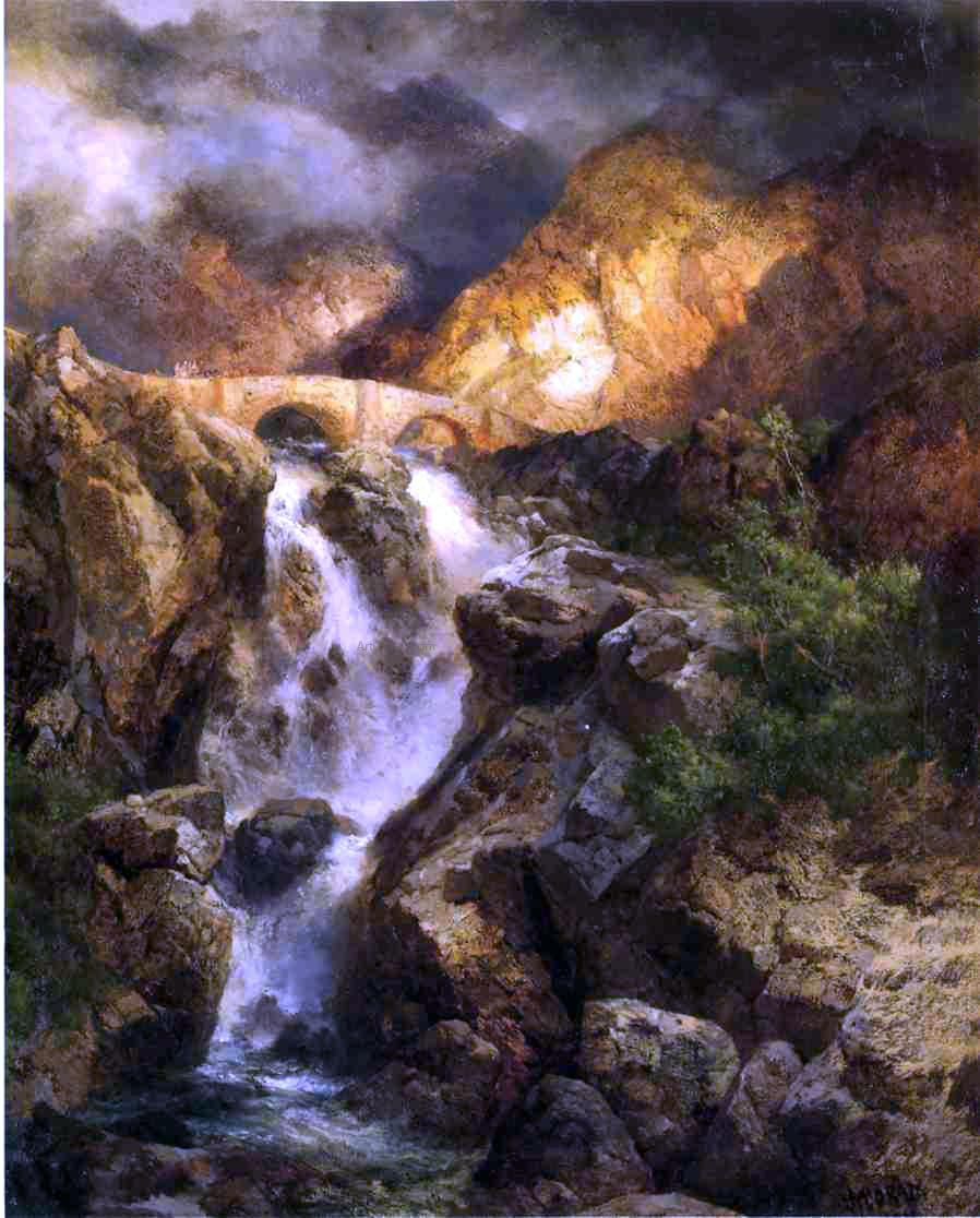  Thomas Moran Cascading Water - Canvas Print