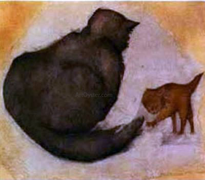  Sir Edward Burne-Jones Cat and Kitten - Canvas Print