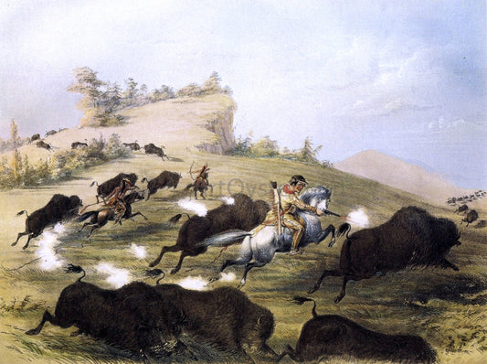 George Catlin Catlin the Artist Shooting Buffaloes with Colt's Revolving Pistol - Canvas Print