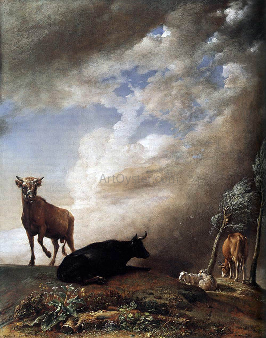  Paulus Potter Cattle and Sheep in a Stormy Landscape - Canvas Print