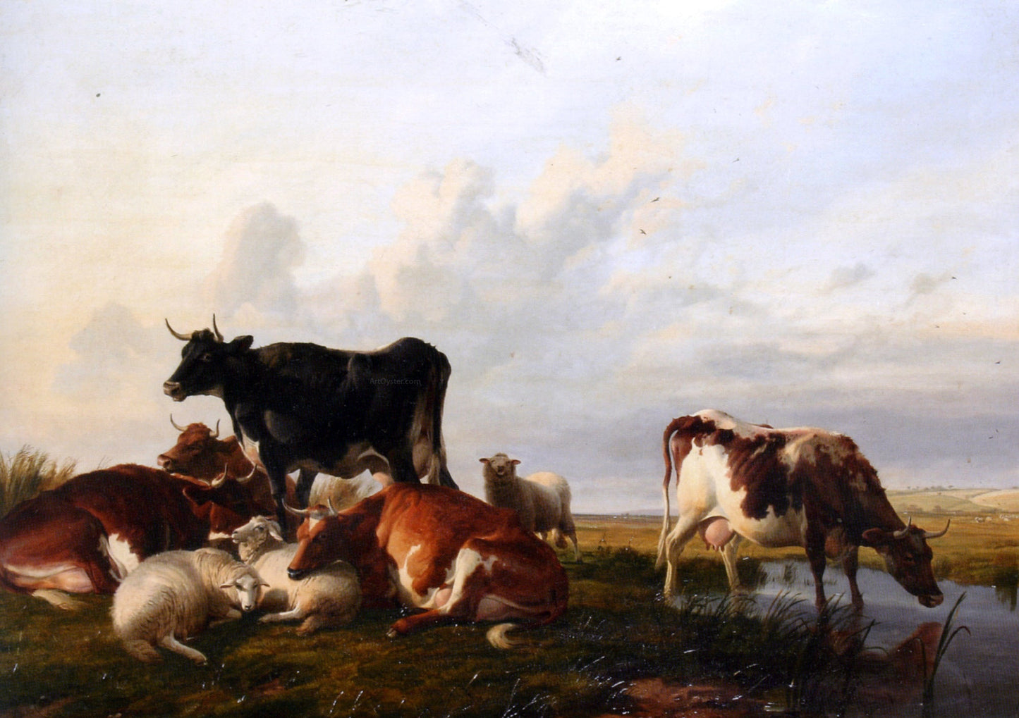  Thomas Sidney Cooper Cattle and Sheep Probably in Canterbury Meadows - Canvas Print