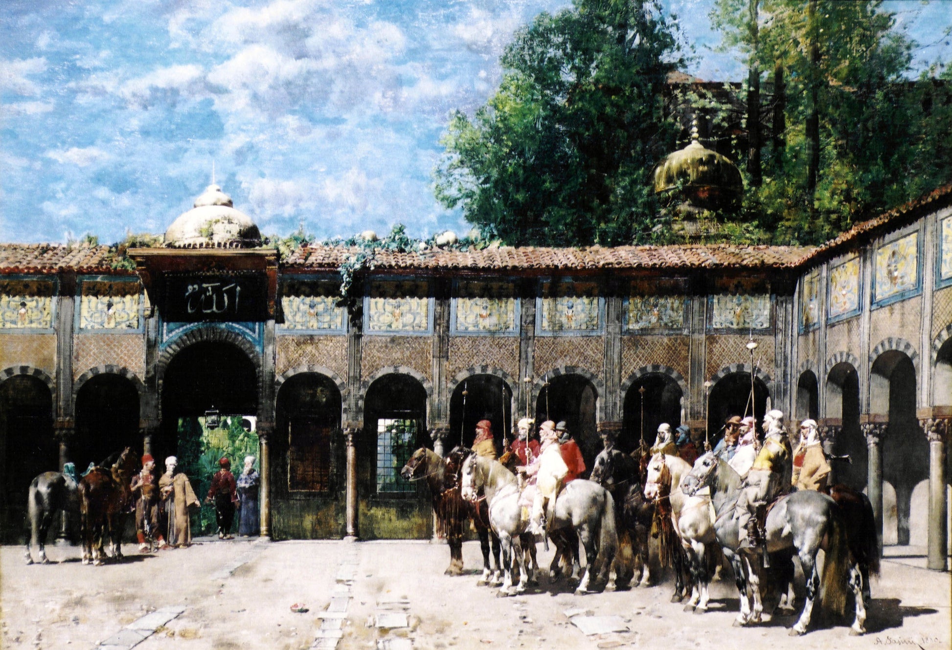  Alberto Pasini Cavalieri Circassi Che Aspettano Il Loro Capo - Canvas Print