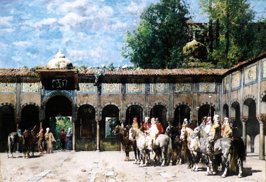  Alberto Pasini Cavalieri Circassi Che Aspettano Il Loro Capo - Canvas Print