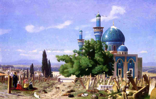  Jean-Leon Gerome Cemetery Gone to Seed (also known as The Green Mosque) - Canvas Print