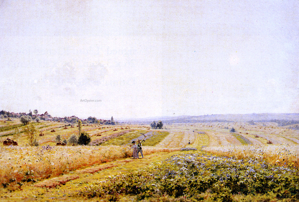  Jean Ferdinand Monchablon Champs Savaine A Crignon Court (Oatfields) - Canvas Print