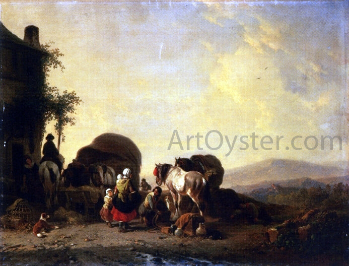  Joseph Morenhout Changing Horses - Canvas Print