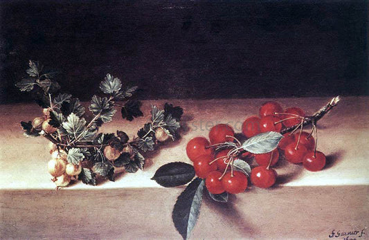  Francois Garnier Cherries and Gooseberries on a Table - Canvas Print