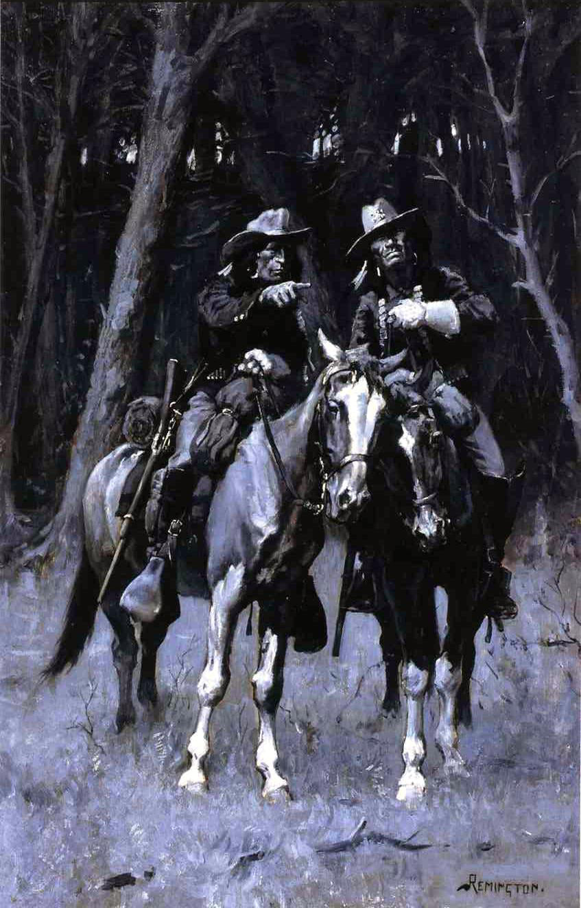  Frederic Remington Cheyenne Scouts Patrolling the Big Timber of the North Canadian, Oklahoma - Canvas Print