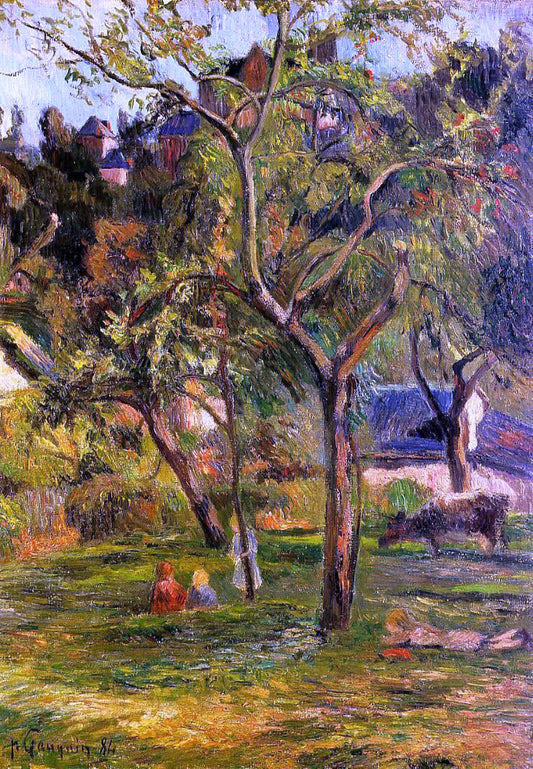  Paul Gauguin Children in the Pasture (also known as Orchard below Bihorel Church) - Canvas Print