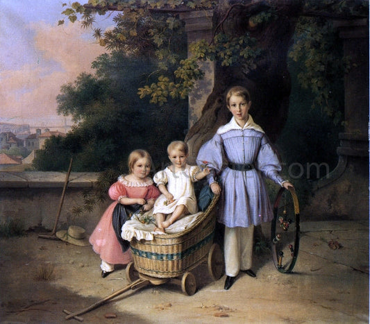  Angust Anton Tischbein Children on a Balcony, Trieste in the Distance - Canvas Print
