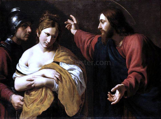  Alessandro Turchi Christ and the Woman Taken in Adultery - Canvas Print